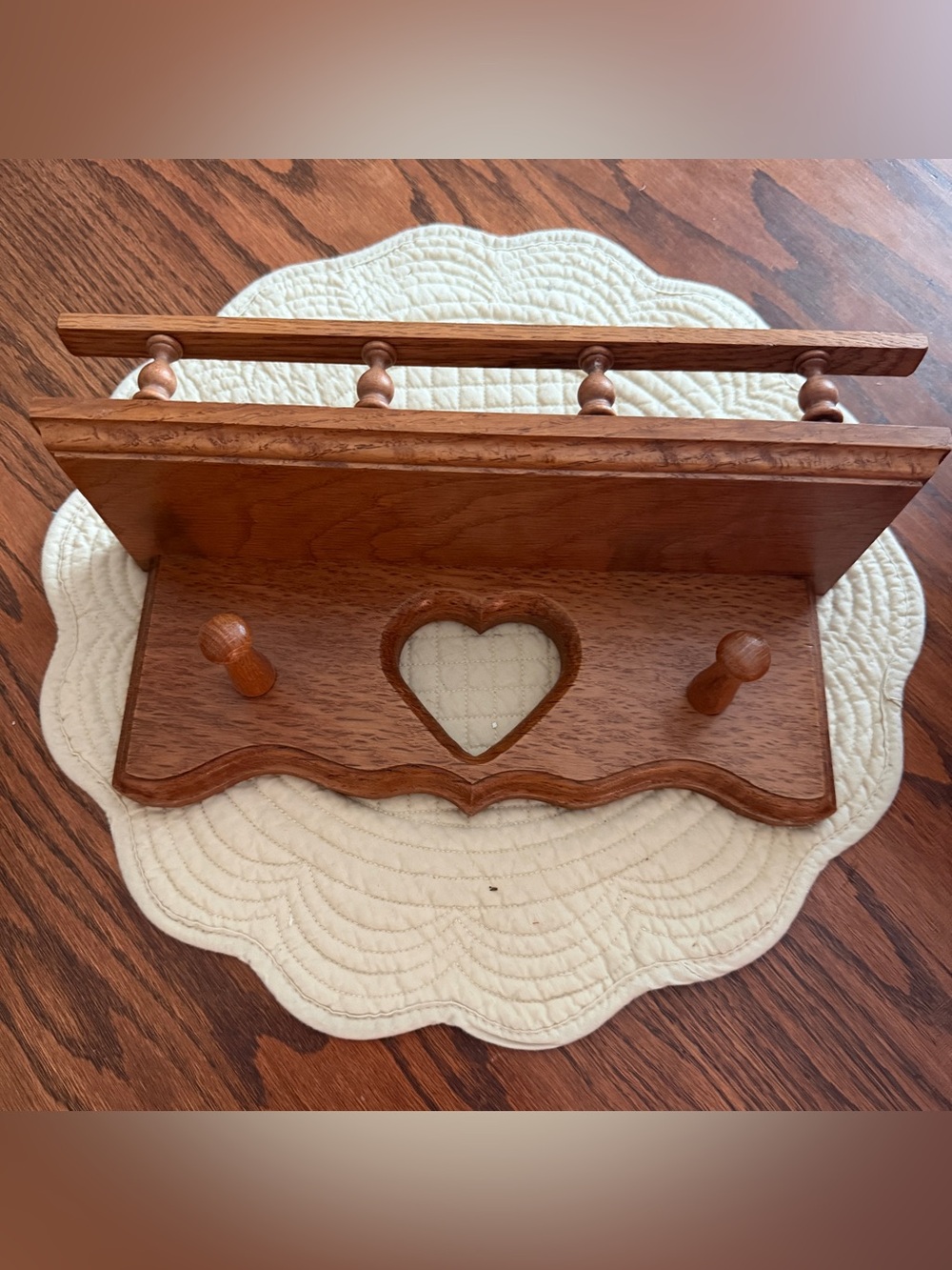 Wooden Wall shelf with Heart Cutout in Brown 12”
